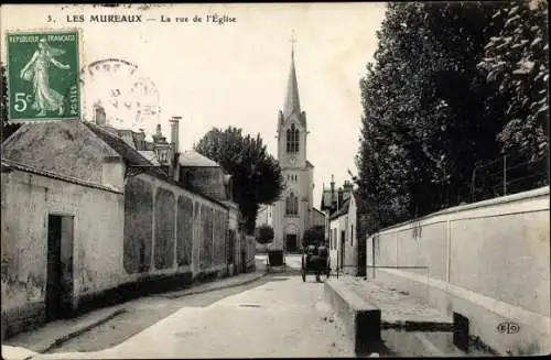 Ak Les Mureaux Yvelines, La Rue de l'Eglise