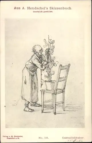 Künstler Ak Hendschel, Albert, Kaktusliebhaber