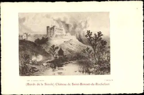 Künstler Ak Saint Bonnet de Rochefort Allier, Le Chateau, Bords de la Sioule