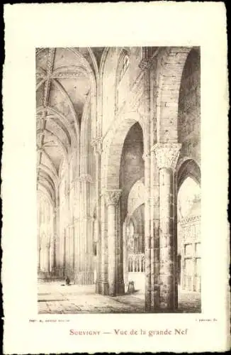 Künstler Ak Souvigny Allier, Cathedrale, Vue de la grande Nef