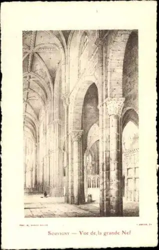 Künstler Ak Souvigny Allier, Cathedrale, Vue de la grande Nef