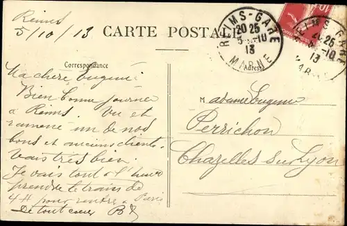 Ak Reims Marne, Statue de Jeanne d'Arc