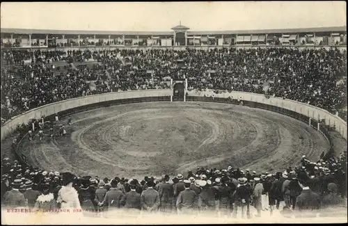 Ak Béziers Hérault, Stierkampfarena, Tribünen