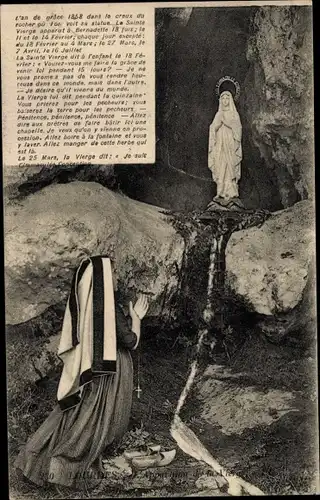 Ak Lourdes Hautes Pyrénées, Apparition de la Sainte Vierge a Bernadette