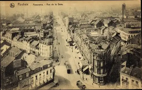 Ak Roubaix Nord, Panorama, Rue de la Gare