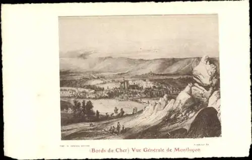 Künstler Ak Montluçon Allier, Bords du Cher, Vue générale