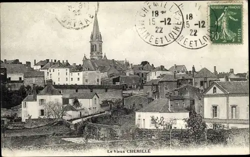 Ak Chemillé Maine et Loire, Blick auf den Ort, Kirche