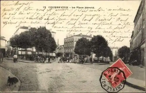 Ak Courbevoie Hauts de Seine, La Place Hérold