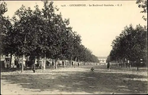 Ak Courbevoie Hauts de Seine, Le Boulevard Gambetta