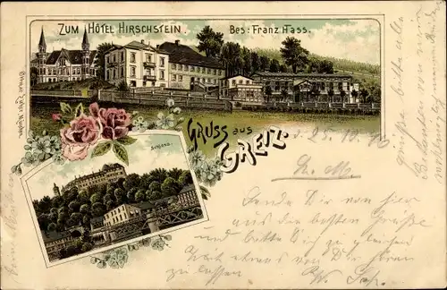 Litho Greiz im Vogtland, Zum Hotel Hirschstein, Schloss