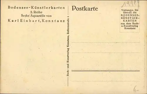 Künstler Ak Einhart, Karl, Horn Gaienhofen am Bodensee, Blick auf den Ort, Untersee