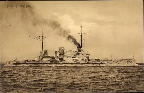 Ak Deutsches Kriegsschiff, SMS Nassau, Großlinienschiff