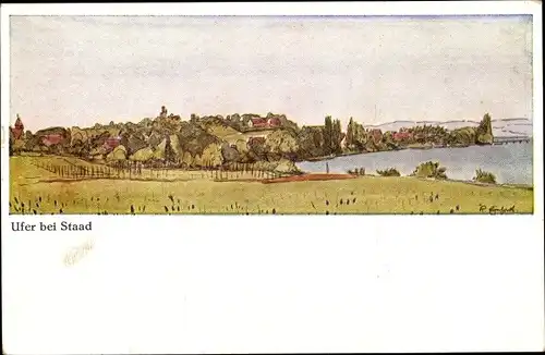 Künstler Ak Einhart, Karl, Staad Konstanz am Bodensee, Blick auf den Ort