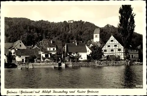 Ak Bodman Ludwigshafen am Bodensee, Schloss Frauenberg, Ruine, Ortsansicht