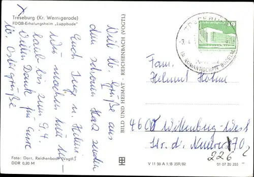 Ak Treseburg Thale im Harz, FDGB Erholungsheim Luppbode