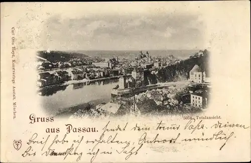 Ak Passau in Niederbayern, Totalansicht
