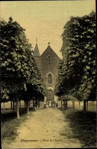 Ak Chevannes, Yonne, Place de l´Église