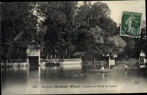 Ak Olivet Loiret, Chalets aux Bords du Loiret