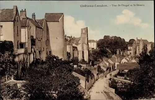 Ak Chateau Landon Seine et Marne, Tour Saint Thugal et Saint Séverin