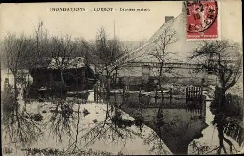 Ak Lorroy Seine et Marne, Inondations, Dernière Maison