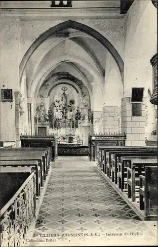 Ak Villiers-sur-Seine Seine et Marne, Intérieur de l´Église