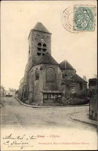 Ak Ussy-sur-Marne Seine et Marne, Église