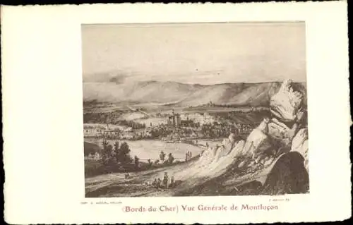 Künstler Ak Montluçon Allier, Bords du Cher, Vue générale