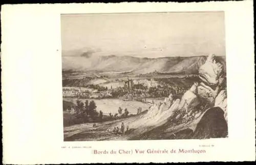 Künstler Ak Montluçon Allier, Bords du Cher, Vue générale