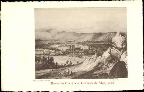 Künstler Ak Montluçon Allier, Bords du Cher, Vue générale