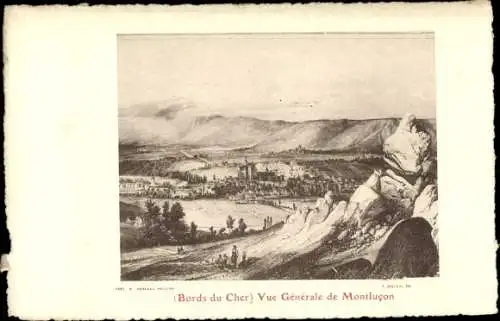 Künstler Ak Montluçon Allier, Bords du Cher, Vue générale