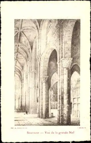 Künstler Ak Souvigny Allier, Vue de la grande Nef