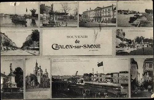 Ak Chalon sur Saône Saône et Loire, Eglise, Monument, Place, Miniaturansichten