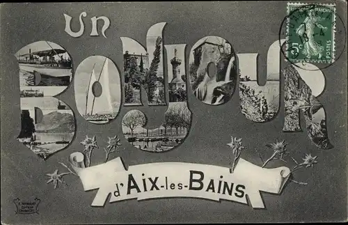 Buchstaben Ak Aix les Bains Savoie, Un Bonjour, Miniaturansichten