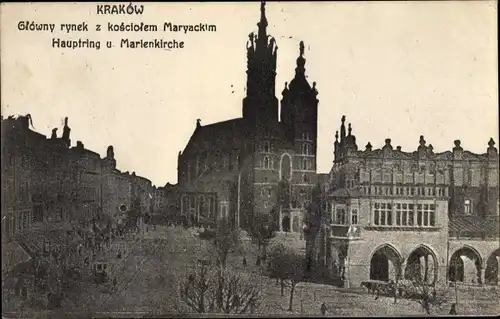Ak Kraków Krakau Polen, Hauptring, Marienkirche