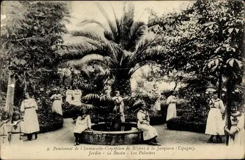 Ak La Junquera Katalonien Spanien, Pensionnat de l'Immaculée Conception de Beziers, Jardin