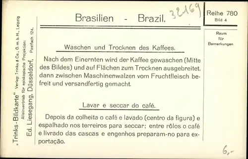 Ak Brasilien, Waschen und Trocknen des Kaffees