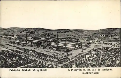 Ak Miskolc Miskolcz Ungarn, Diósgyőr, Industriegebiet