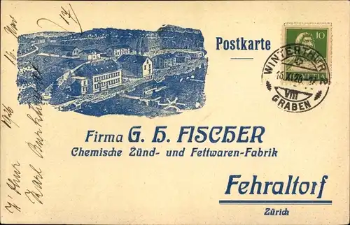 Künstler Ak Fehraltorf Kanton Zürich Schweiz, Chem. Zünd- und Fettwaren Fabrik G. H. Fischer