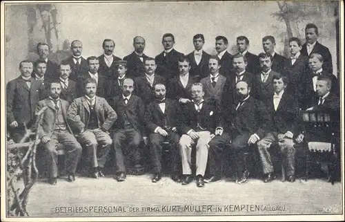 Ak Kempten im Allgäu Schwaben, Betriebspersonal der Firma Kurt Müller