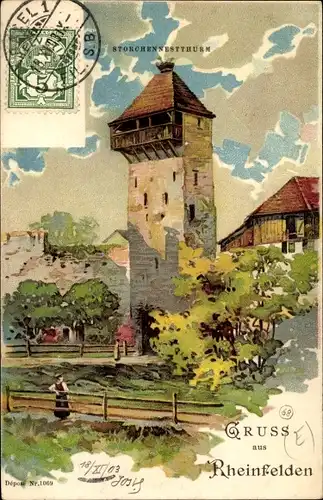 Künstler Litho Rheinfelden Kanton Aargau Schweiz, Storchennestturm