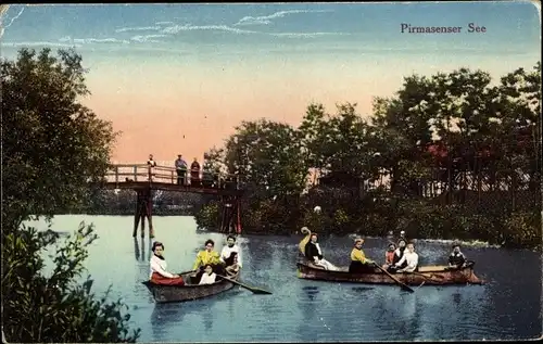 Ak Pirmasens am Pfälzerwald, Pirmasenser See, Ruderpartie