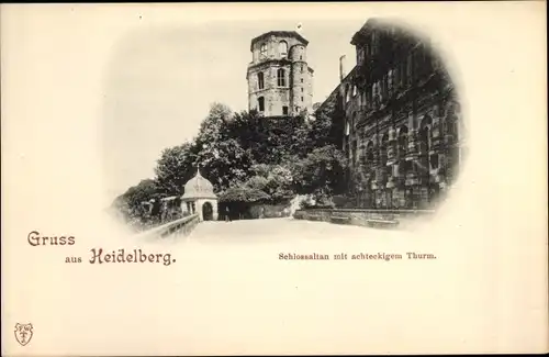 Ak Heidelberg am Neckar, Schlossaltan mit achteckigem Turm