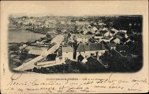 Ak Ouzouer sur Trézée Loiret, Vue à vol d'oiseau