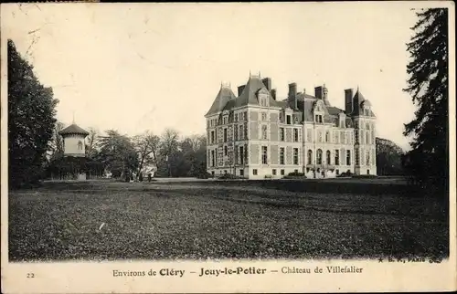 Ak Jouy le Potier Loiret, Cléry Loiret, Château de Villefalier