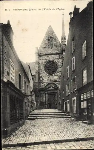 Ak Pithiviers Loiret, Rue de l'Entrée de l'Église