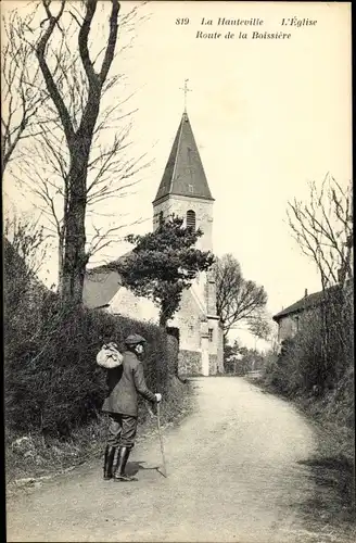 Ak La Hauteville Yvelines, L'Eglise, Route de la Boissiere