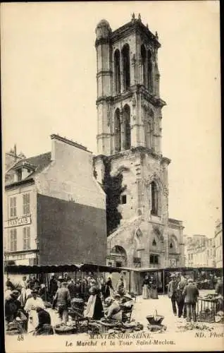 Ak Mantes la Jolie Yvelines, Le Marche, Tour Saint Maclou