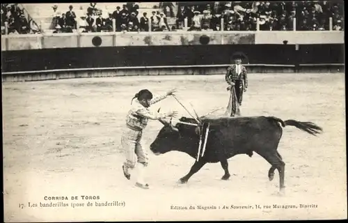 Ak Corrida de Toros, Les banderillas, Stierkampf