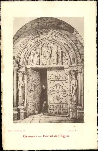 Künstler Ak Germigny Yonne, Portail de l'Eglise