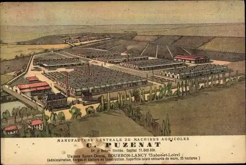 Künstler Ak Bourbon Lancy Saône et Loire, Manufacture Centrale de Machines Agricole C. Puzenat